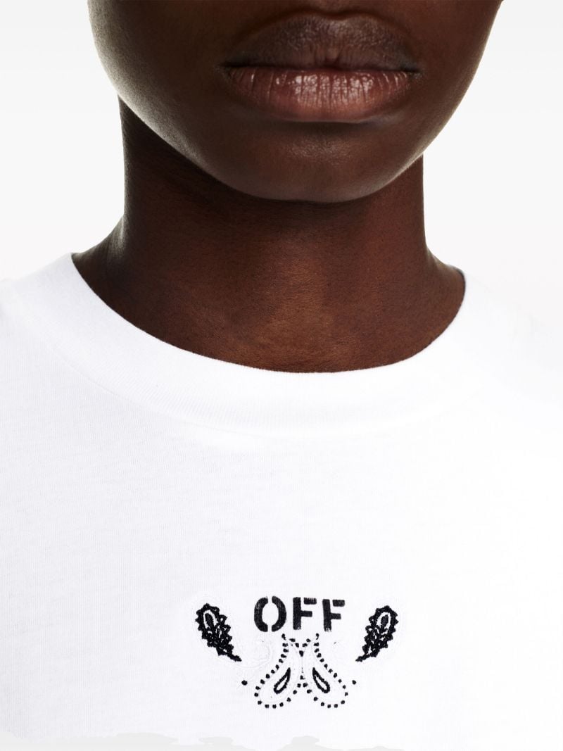 White Arrow-embroidered Cotton T-shirt