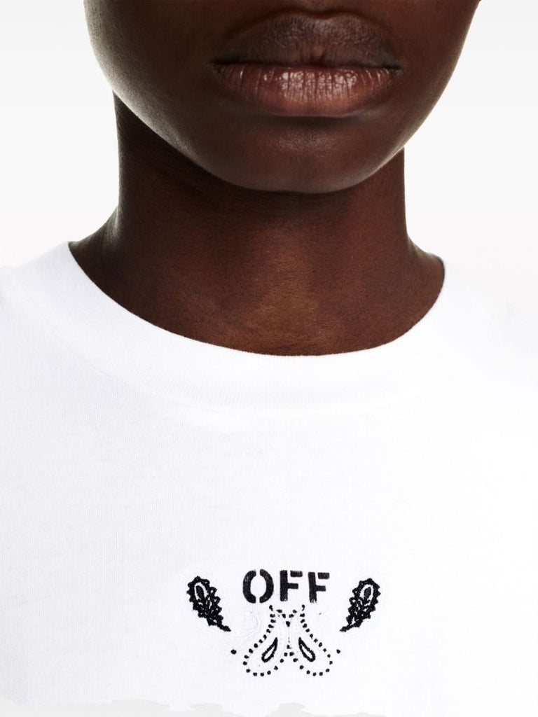 White Arrow-embroidered Cotton T-shirt