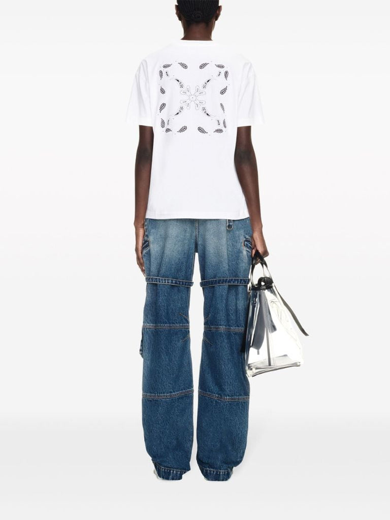 White Arrow-embroidered Cotton T-shirt