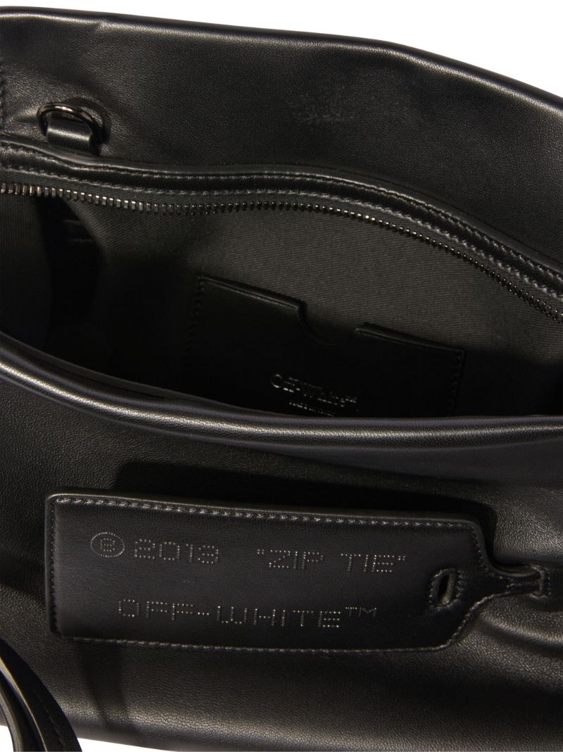Black Zip Tie Leather Clutch Bag