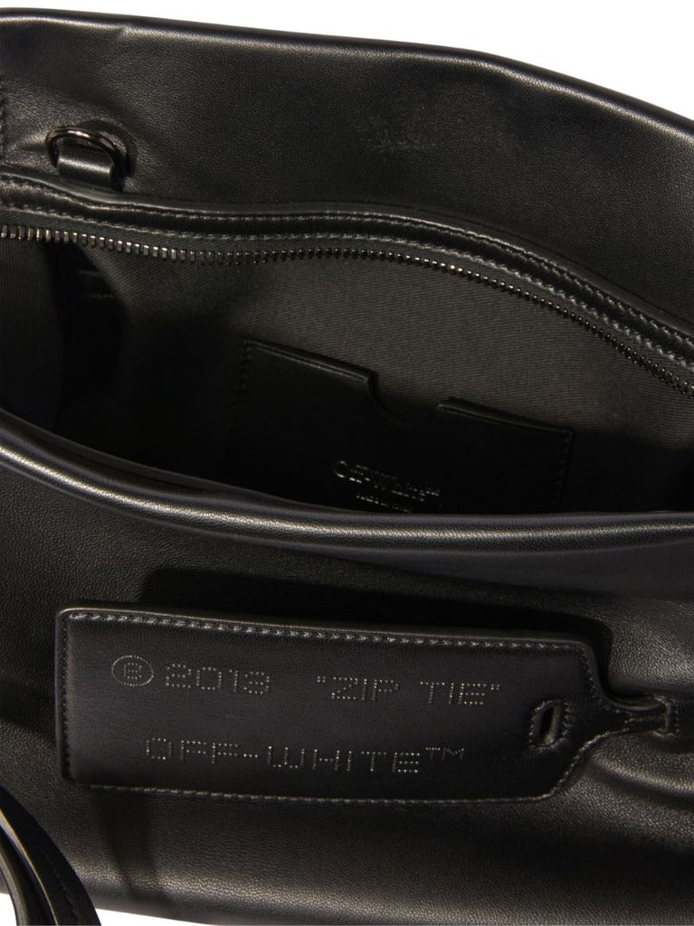 Black Zip Tie Leather Clutch Bag