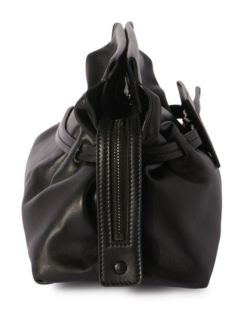 Black Zip Tie Leather Clutch Bag