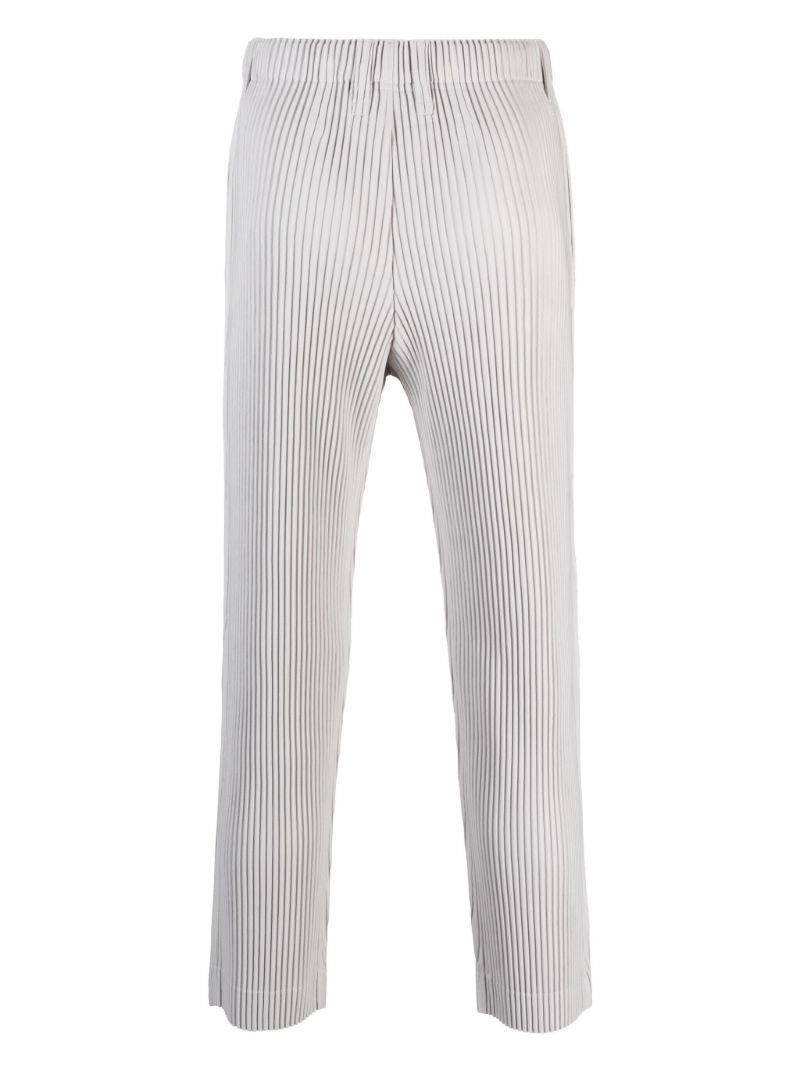 Grey PlissÃ_x0083_Â© Straight-leg Trousers