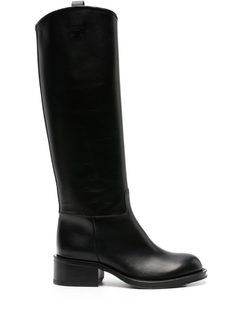Black Medley Leather Knee-high Boots
