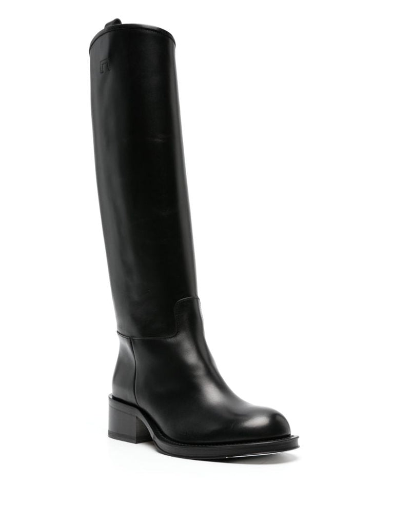 Black Medley Leather Knee-high Boots