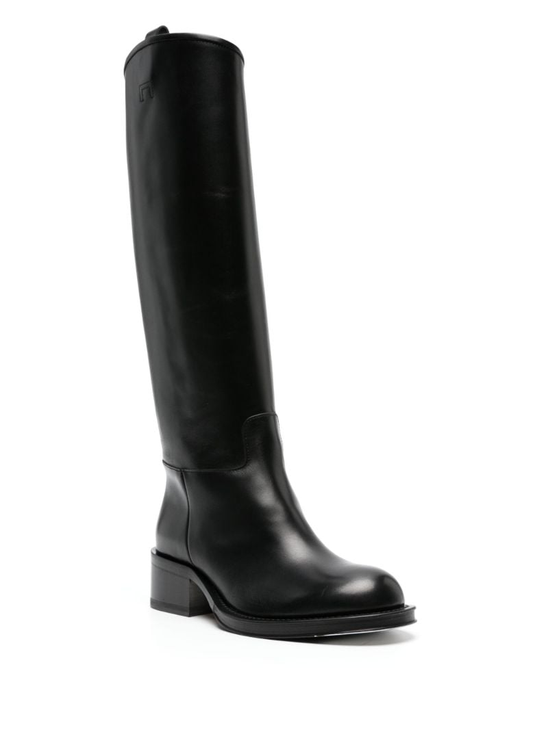 Black Medley Leather Knee-high Boots
