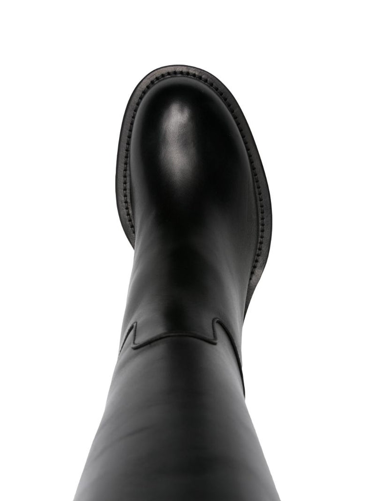 Black Medley Leather Knee-high Boots