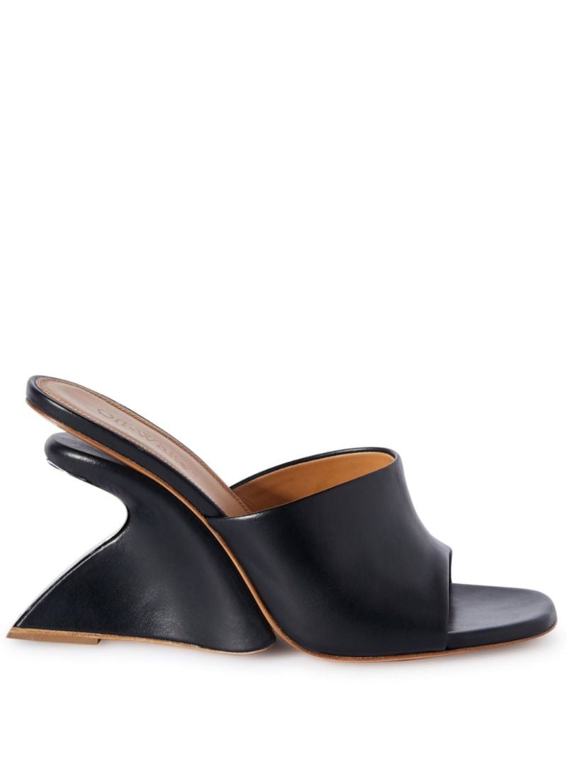 Black Jug Wedge-heel Leather Mules