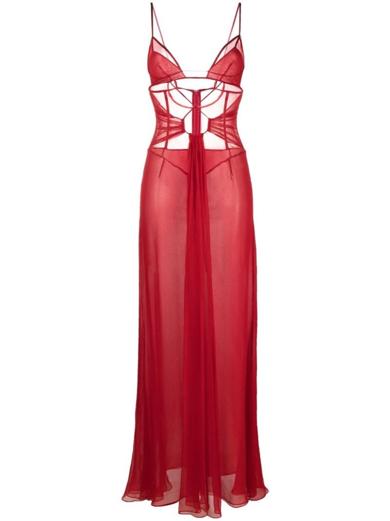 Red Cut-out Silk Gown