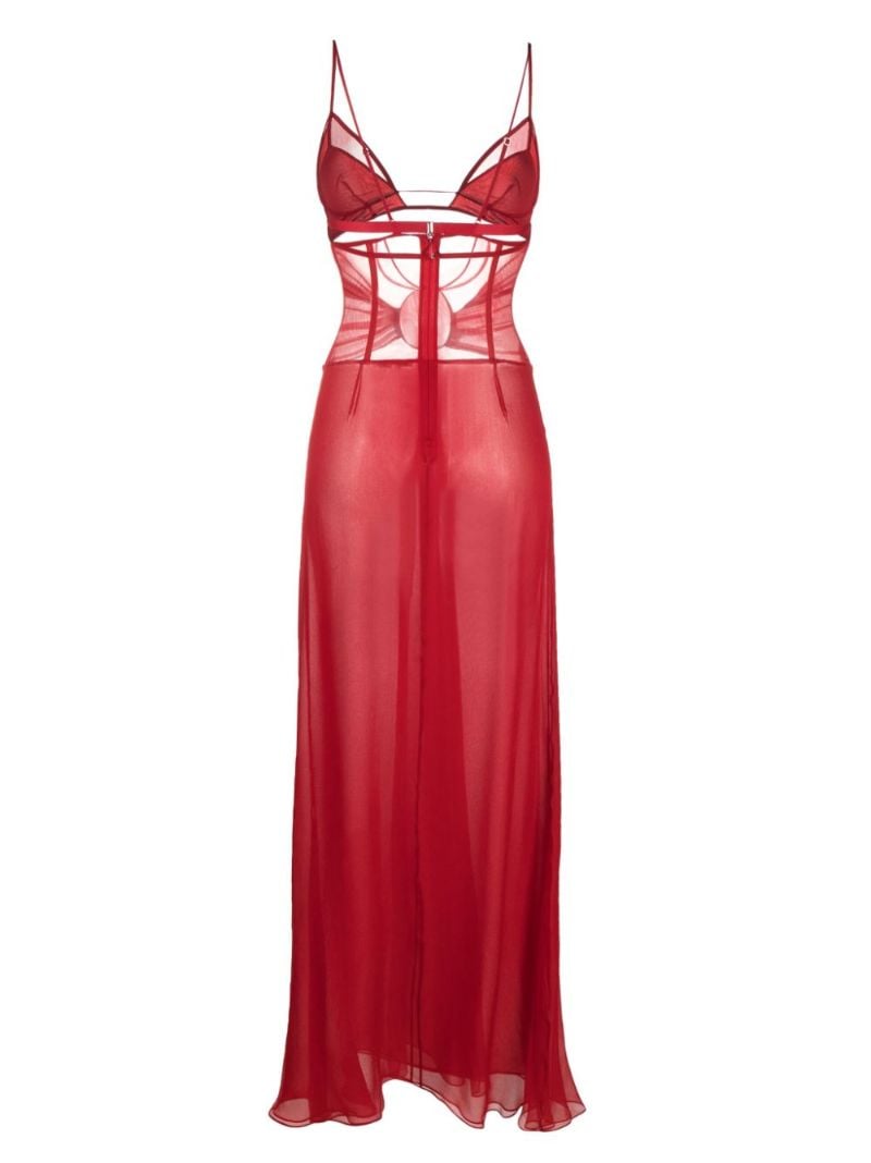 Red Cut-out Silk Gown