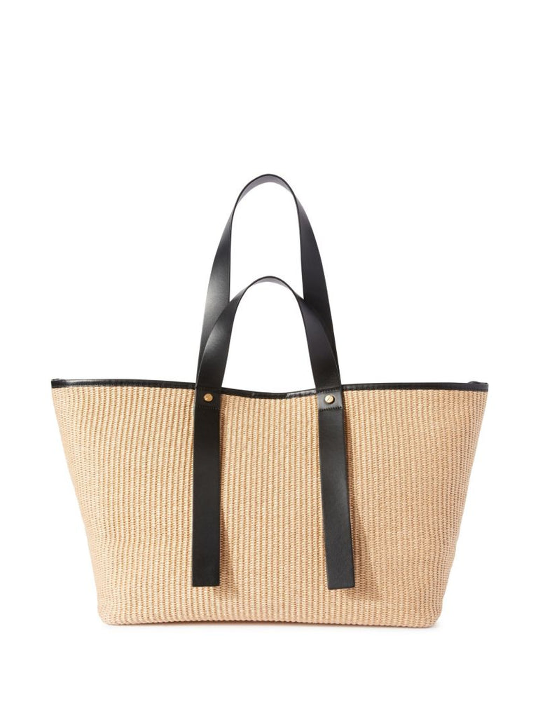 Neutral Arrows Raffia Tote Bag