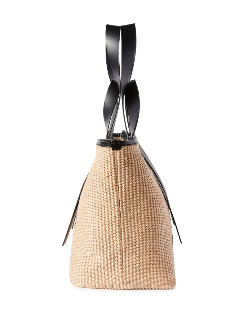 Neutral Arrows Raffia Tote Bag