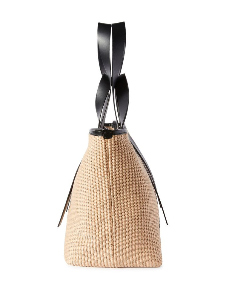 Neutral Arrows Raffia Tote Bag