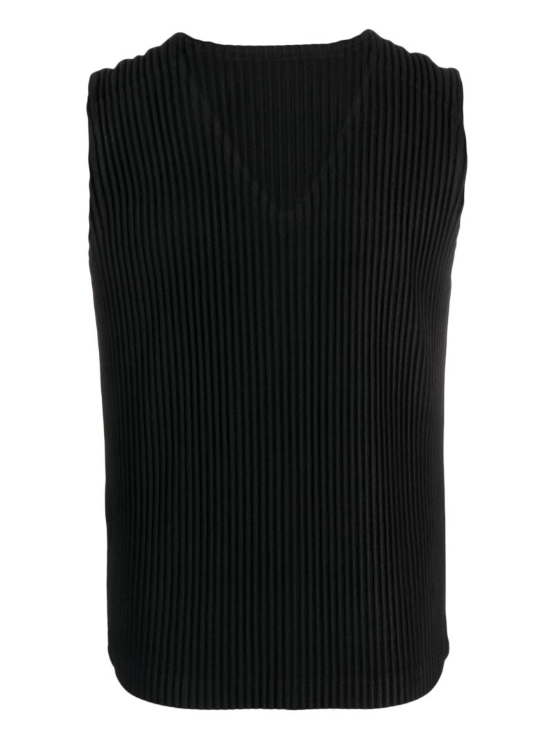 Black PlissÃ_x0083_Â© V-neck Top