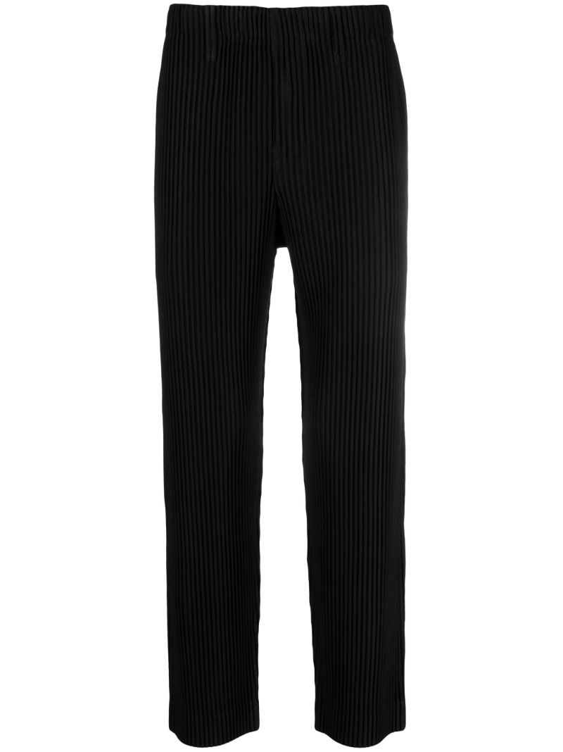 Black PlissÃ_x0083_Â© Straight-leg Trousers