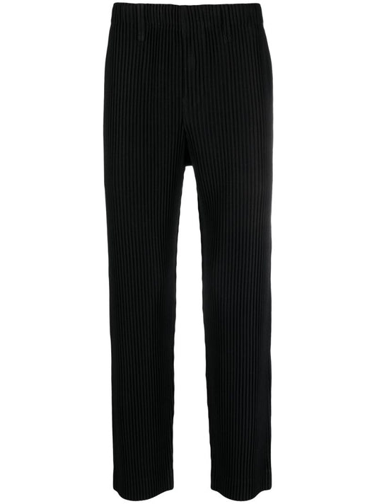 Black PlissÃ_x0083_Â© Straight-leg Trousers