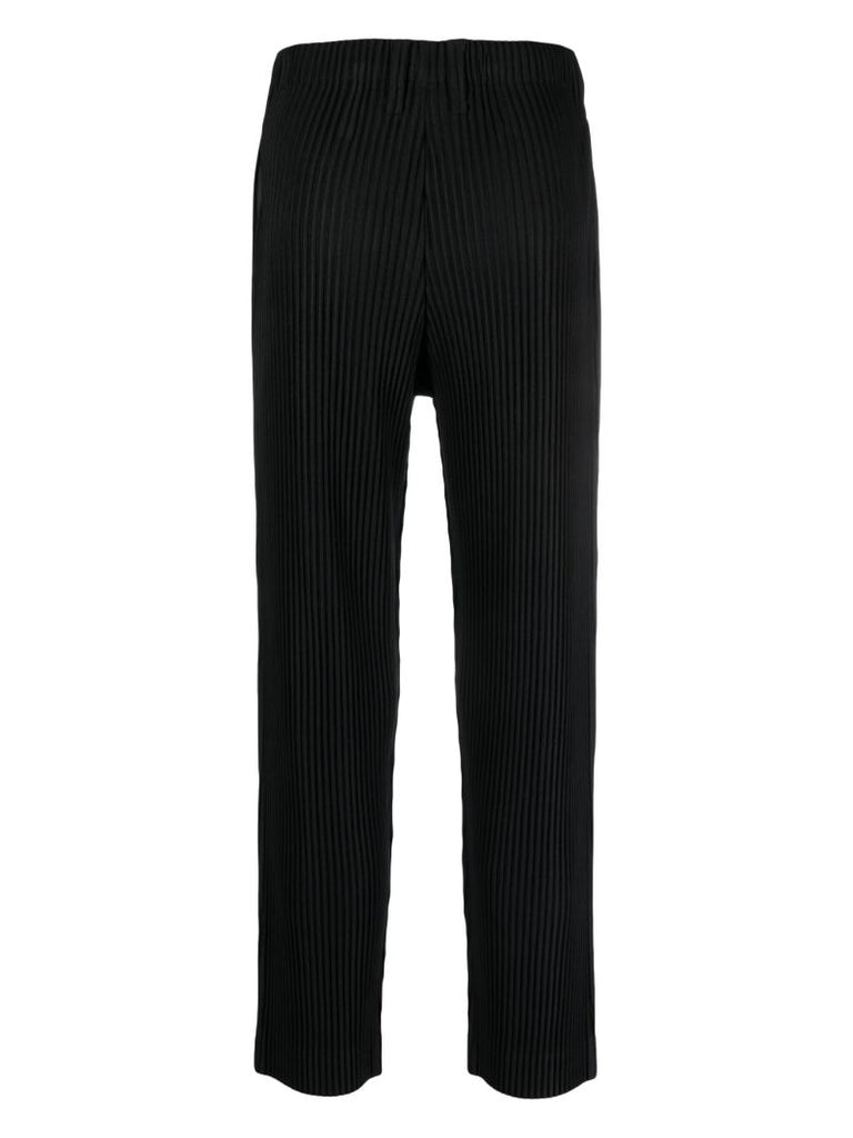 Black PlissÃ_x0083_Â© Straight-leg Trousers