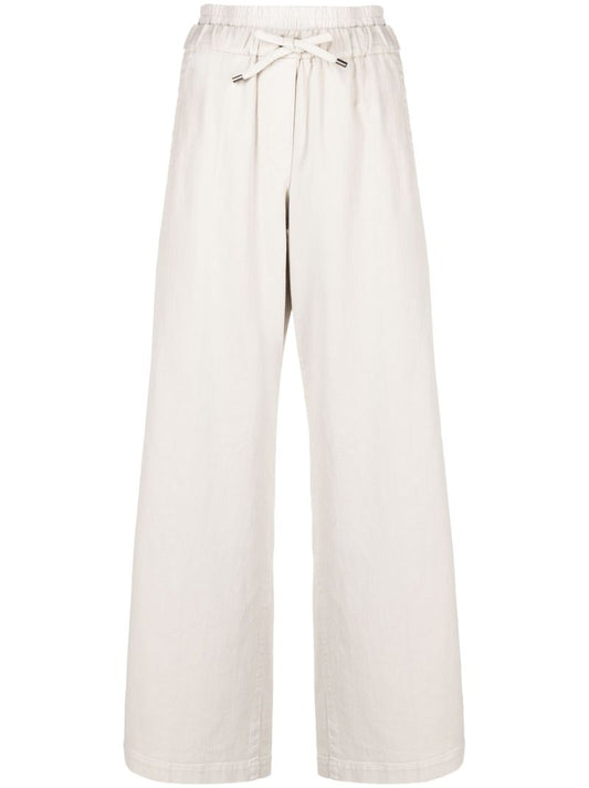 Neutral Drawstring Straight-leg Trousers