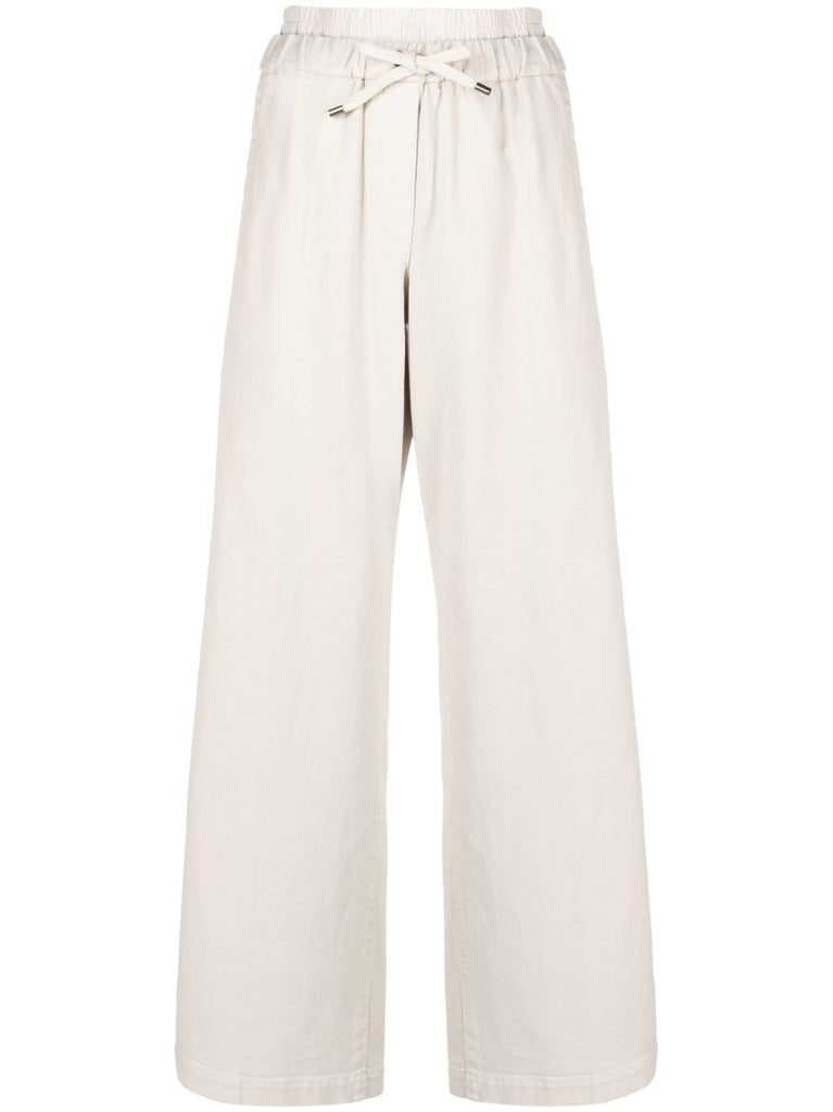Neutral Drawstring Straight-leg Trousers