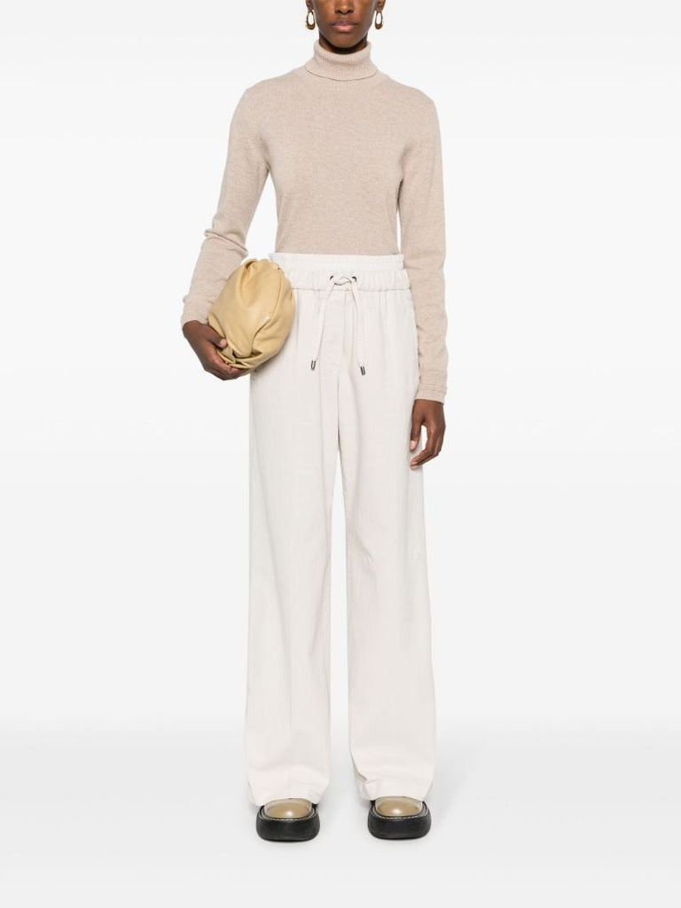 Neutral Drawstring Straight-leg Trousers
