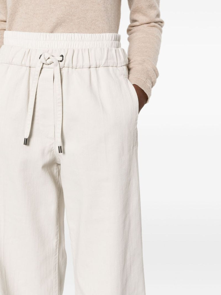 Neutral Drawstring Straight-leg Trousers