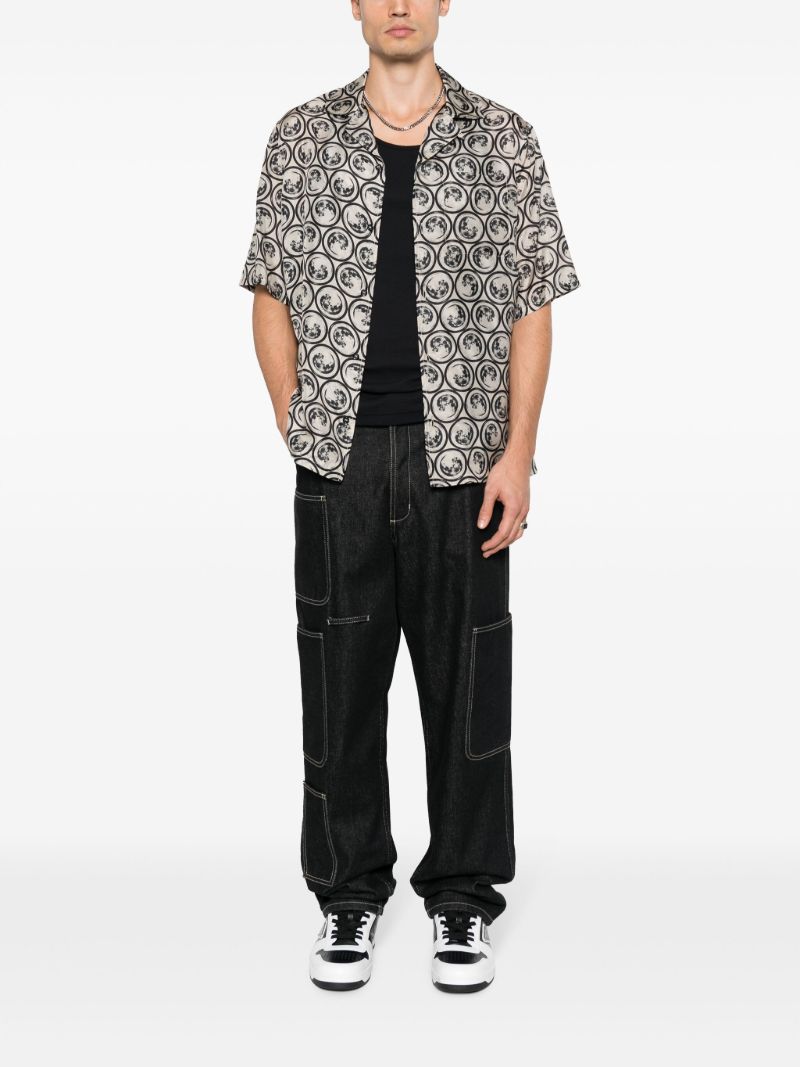 Black and White Moon Vacation-print Shirt