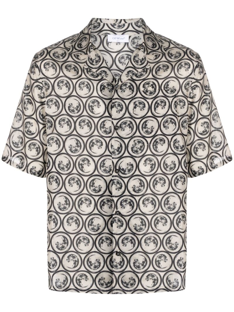 Black and White Moon Vacation-print Shirt