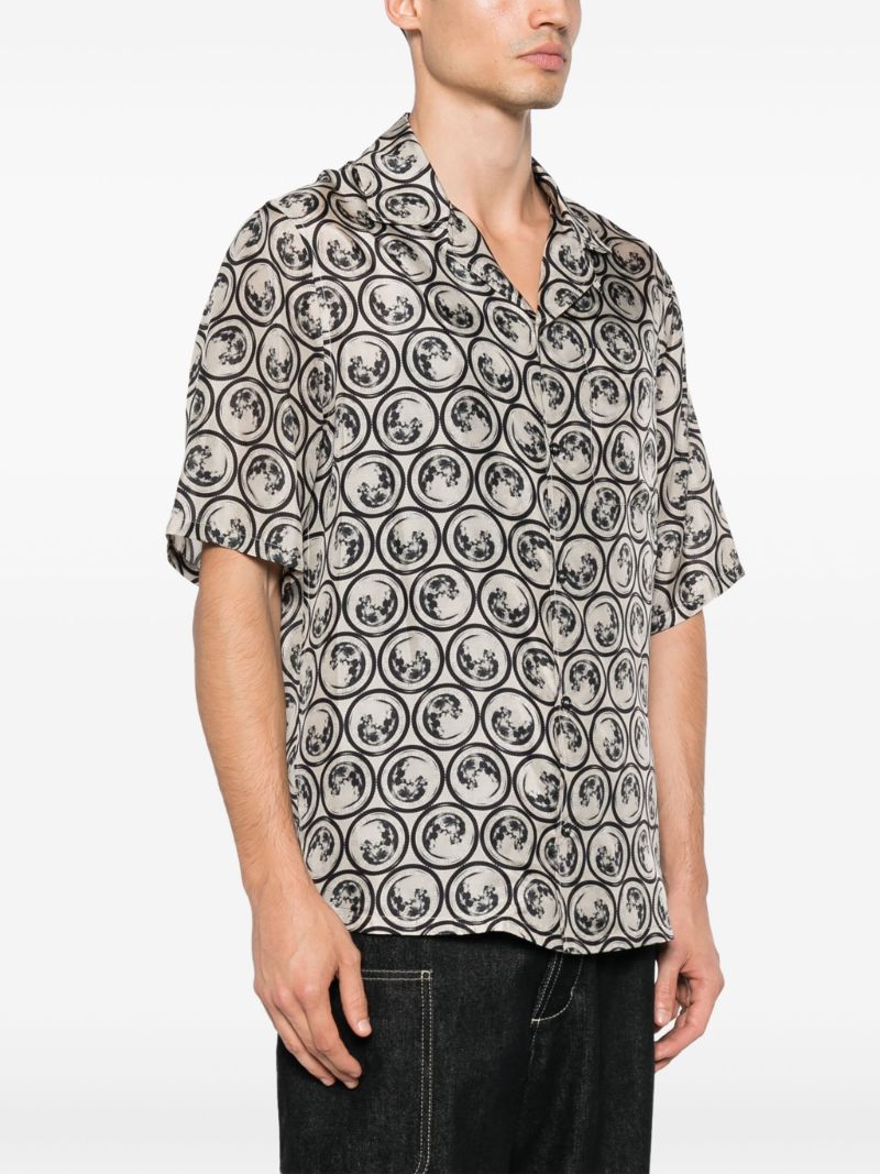 Black and White Moon Vacation-print Shirt