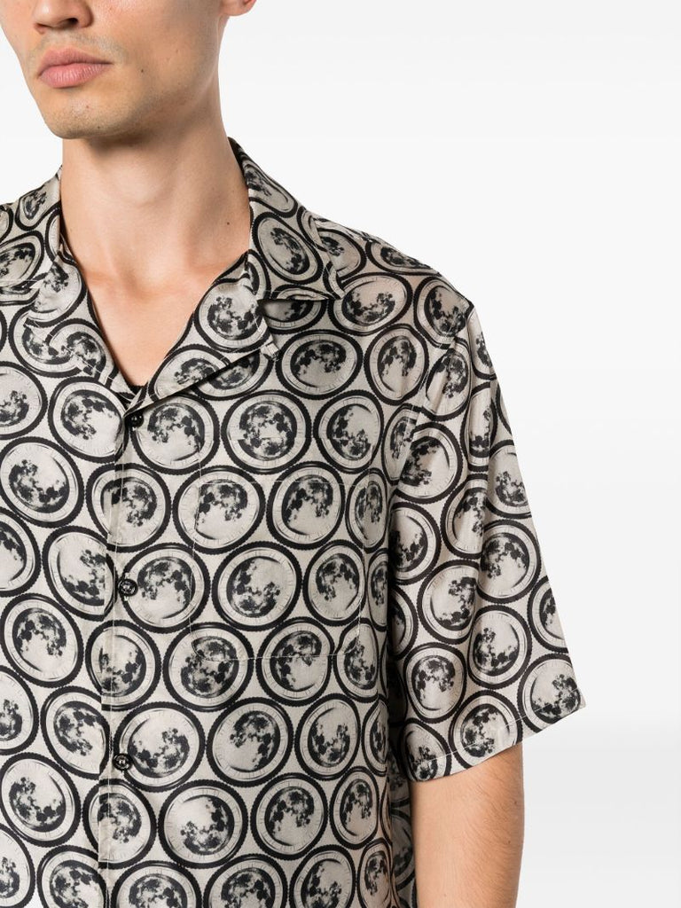 Black and White Moon Vacation-print Shirt