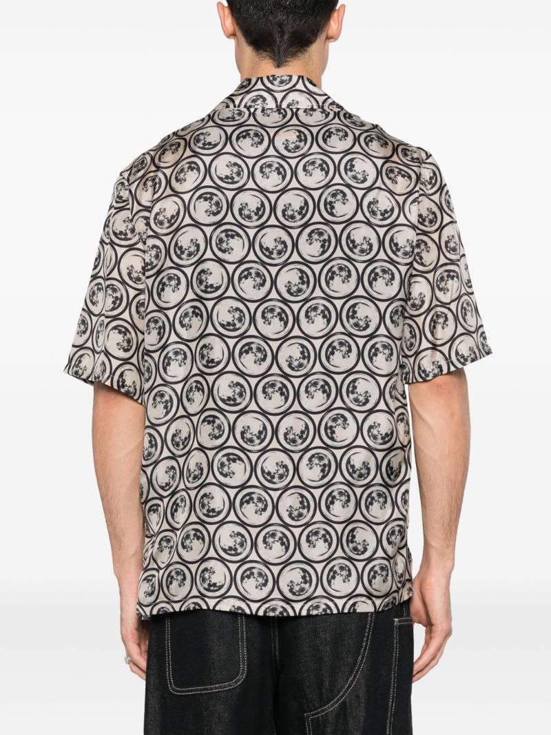 Black and White Moon Vacation-print Shirt