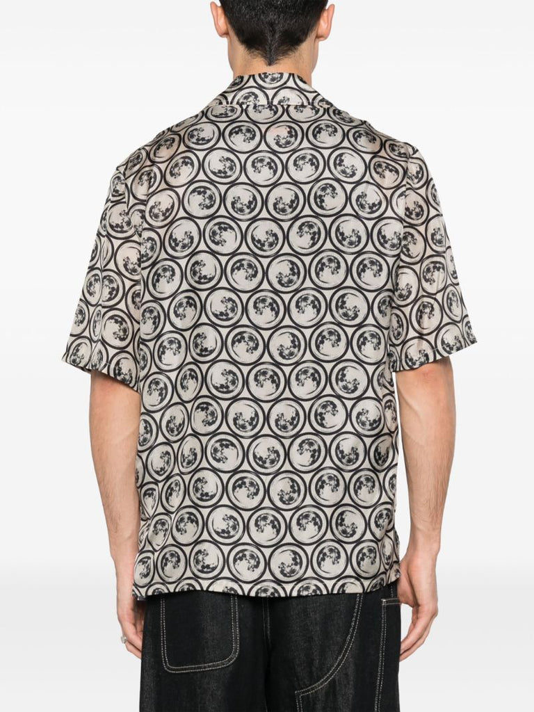 Black and White Moon Vacation-print Shirt