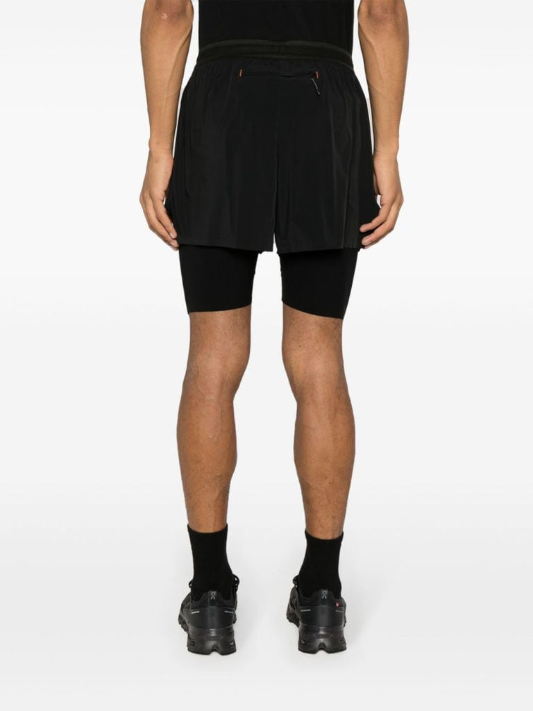 Black Dual Layered Running Shorts