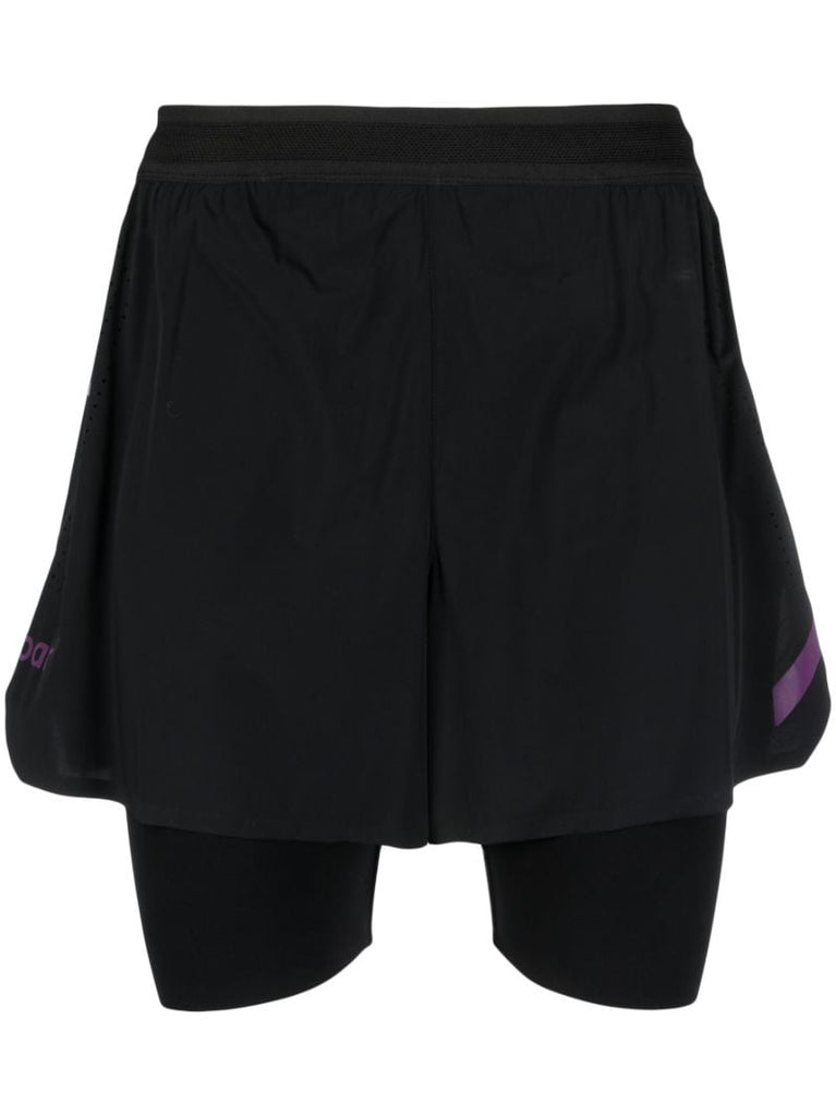 Black Dual Layered Running Shorts