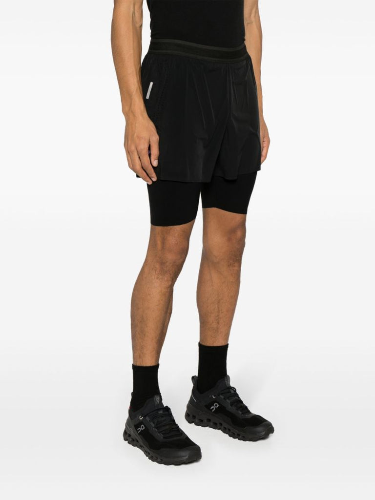 Black Dual Layered Running Shorts