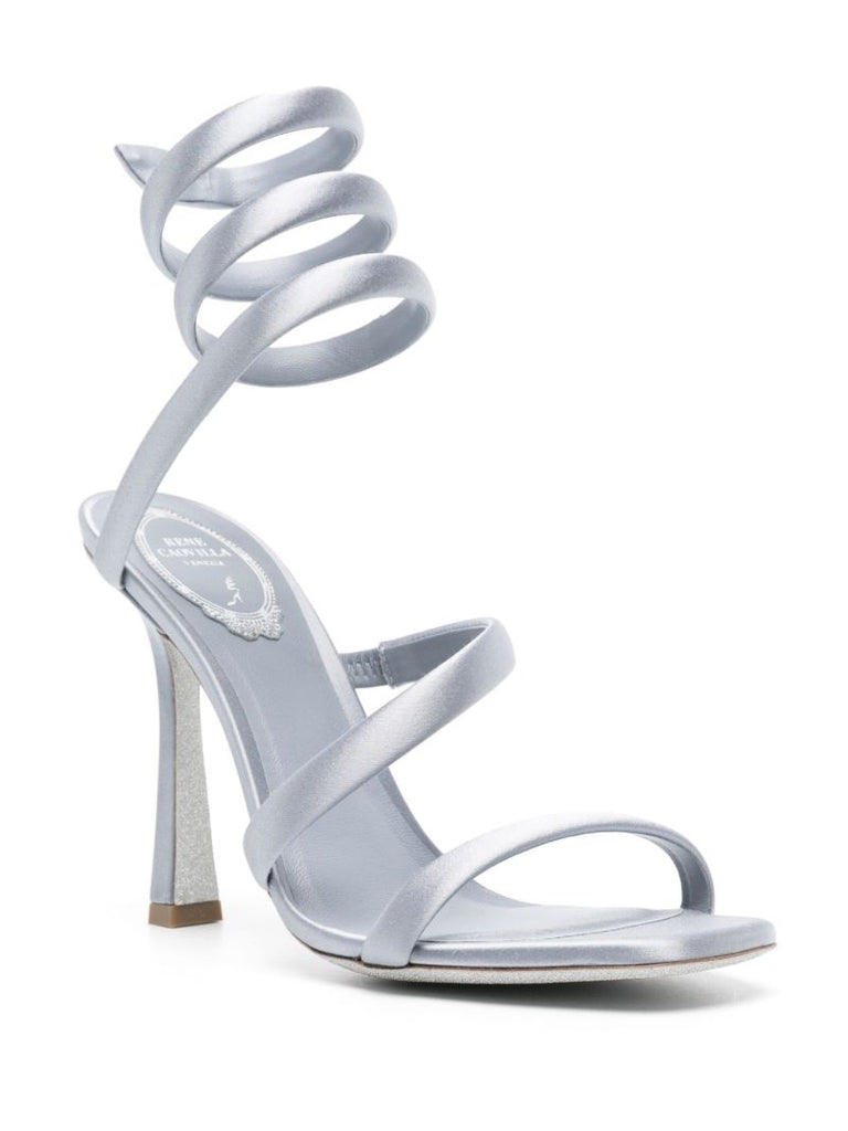 Grey Bulgari 105mm Satin Sandals