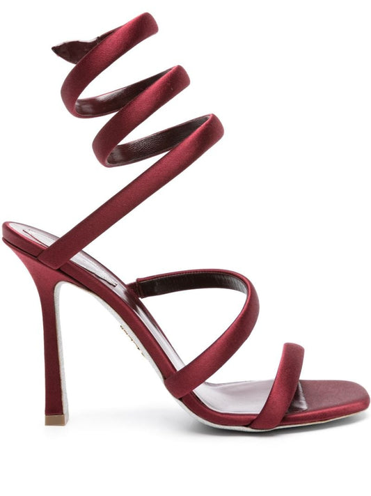 Red Bulgari 105 Satin Ankle Wrap Sandals