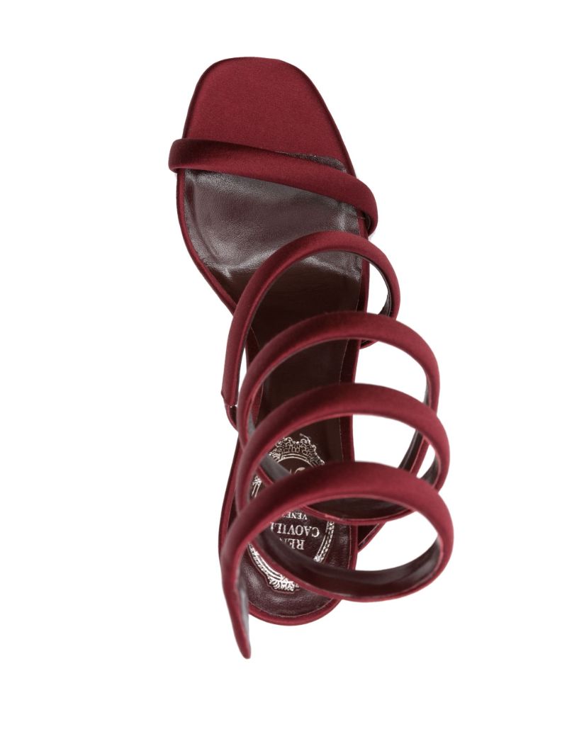 Red Bulgari 105 Satin Ankle Wrap Sandals