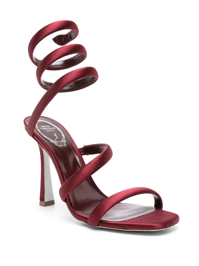 Red Bulgari 105 Satin Ankle Wrap Sandals