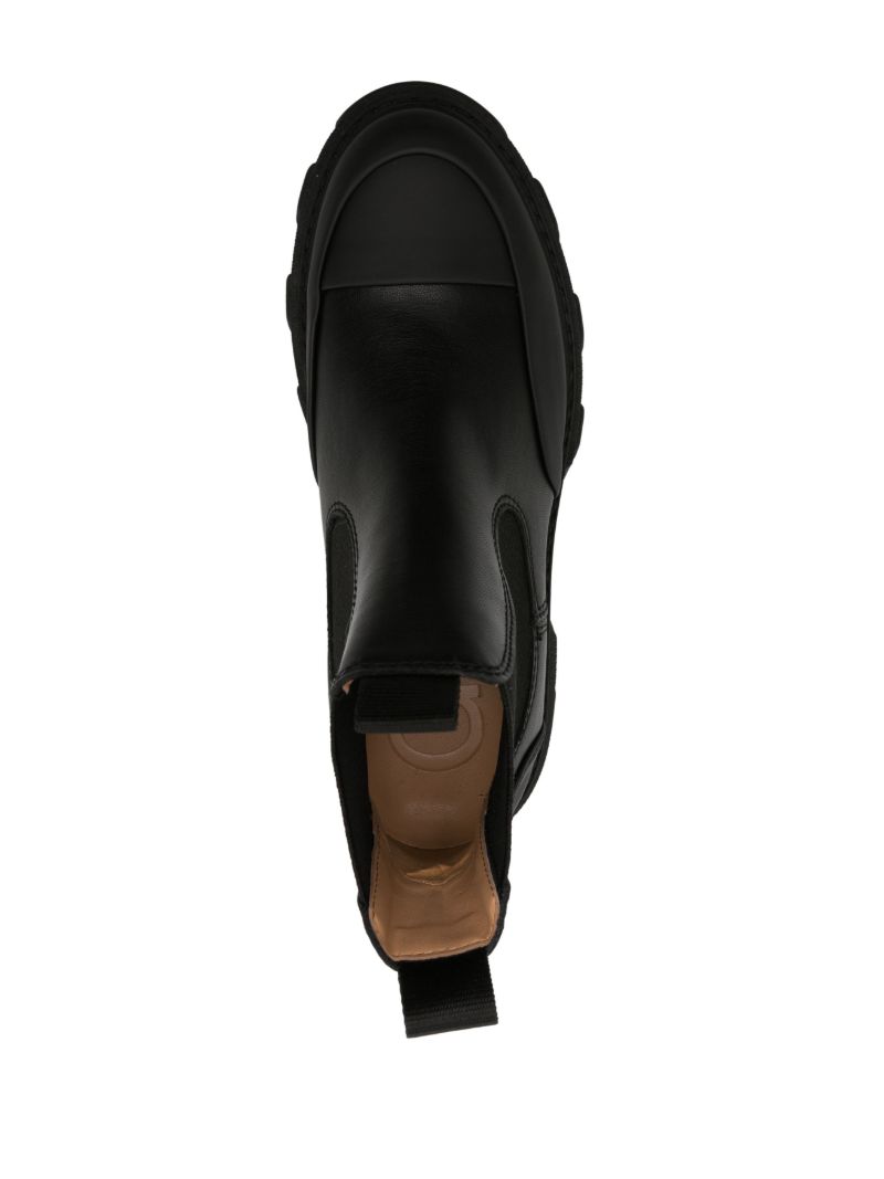 Black Cleated Chelsea Leather Boots
