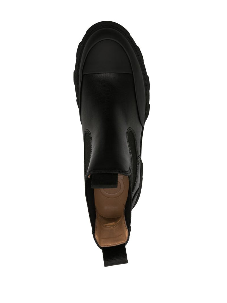 Black Cleated Chelsea Leather Boots
