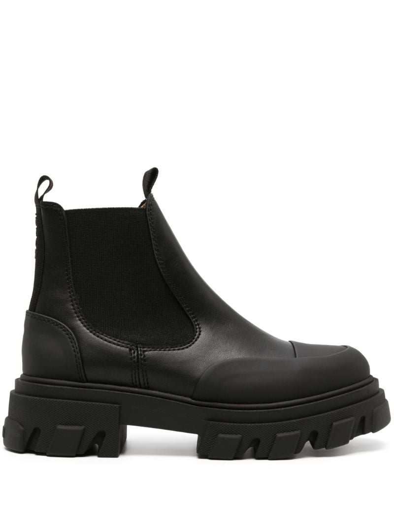 Black Cleated Chelsea Leather Boots