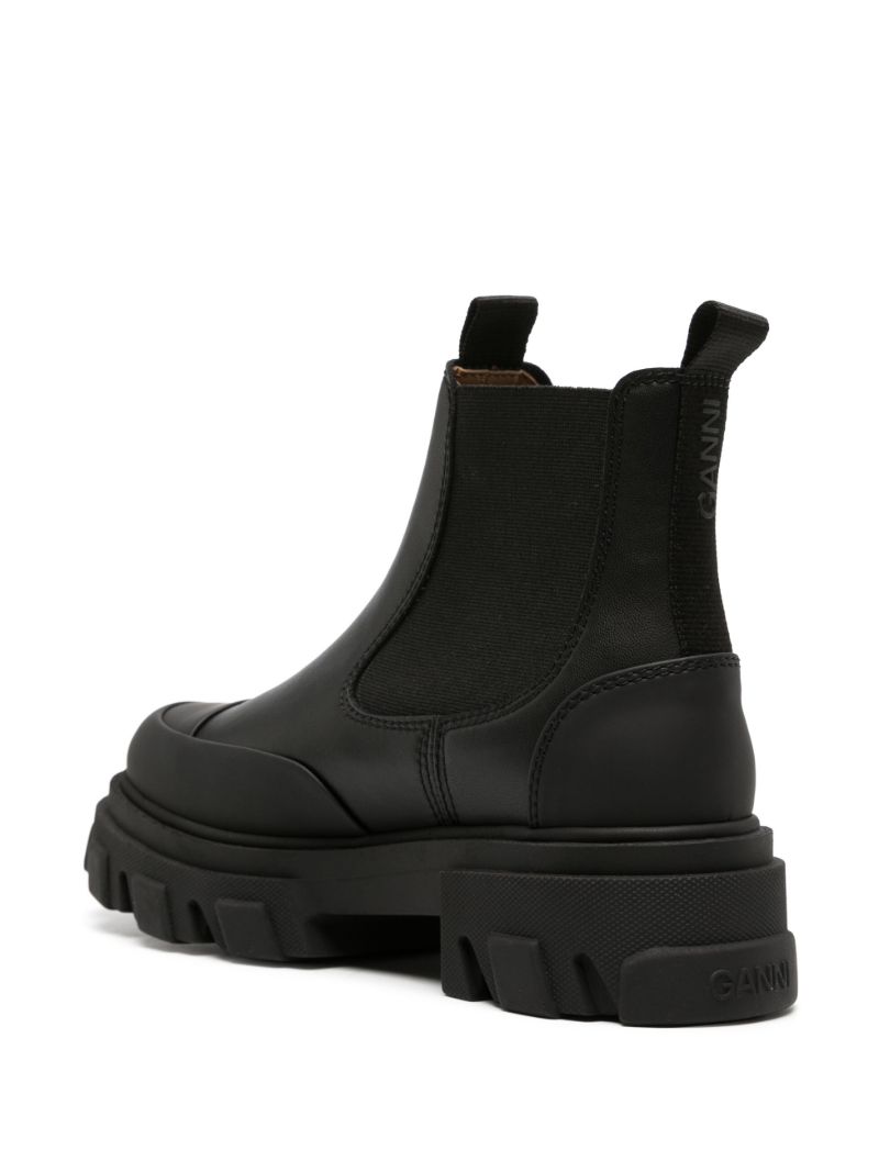 Black Cleated Chelsea Leather Boots