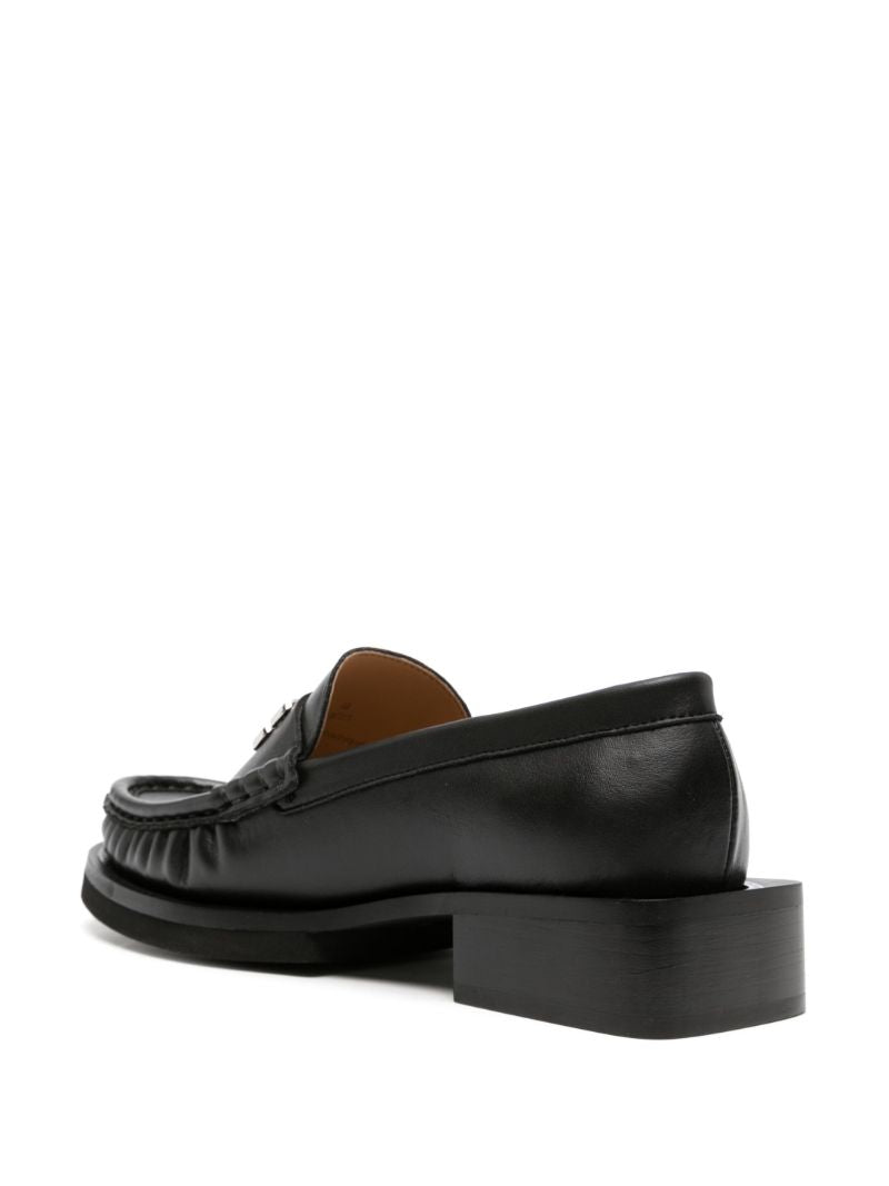 Black Butterfly-plaque Faux-leather Loafers