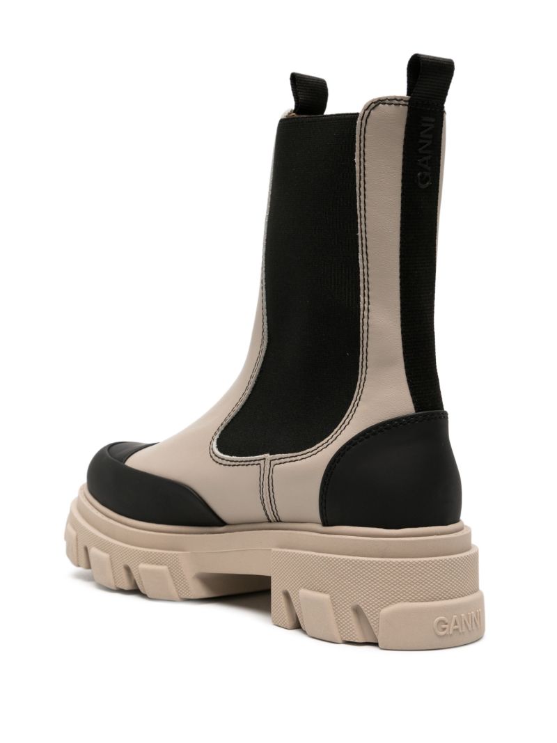 Neutral Cleated Faux-leather Ankle Boots