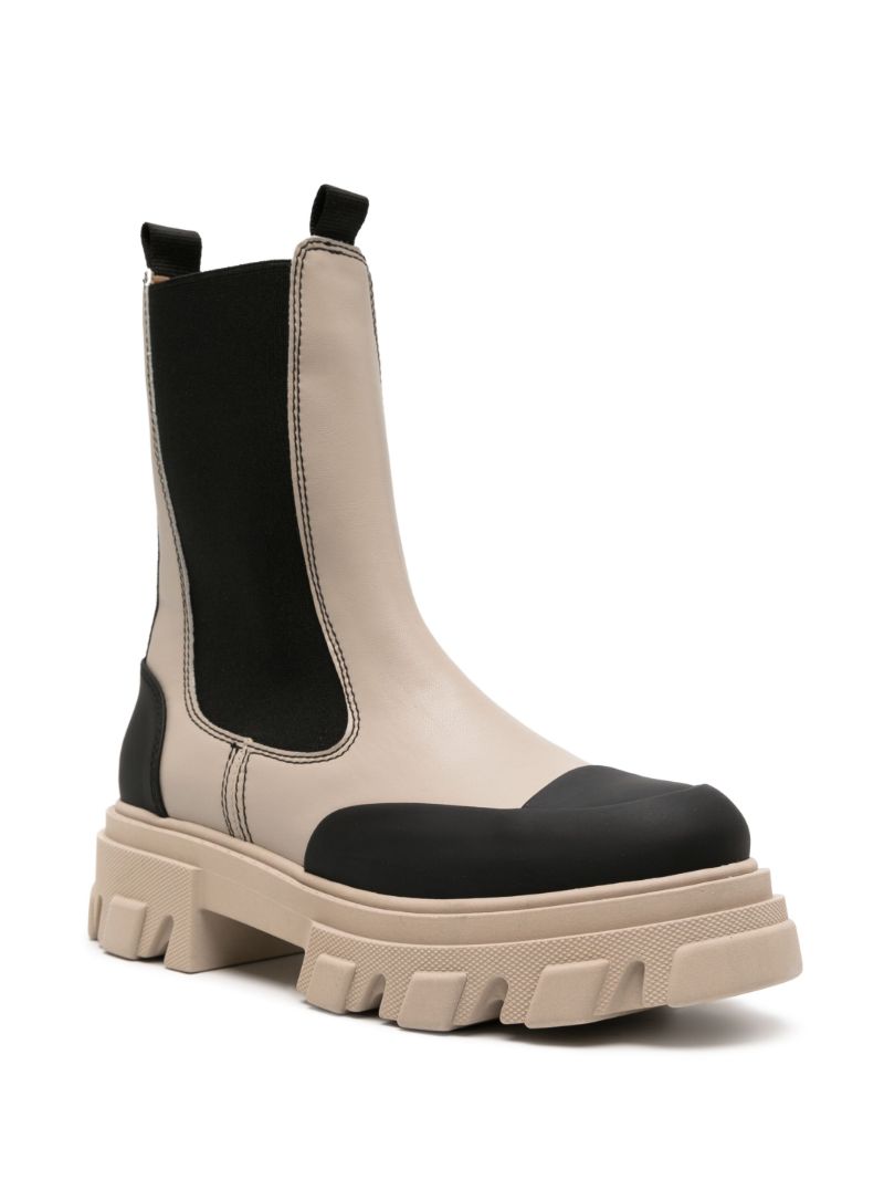 Neutral Cleated Faux-leather Ankle Boots