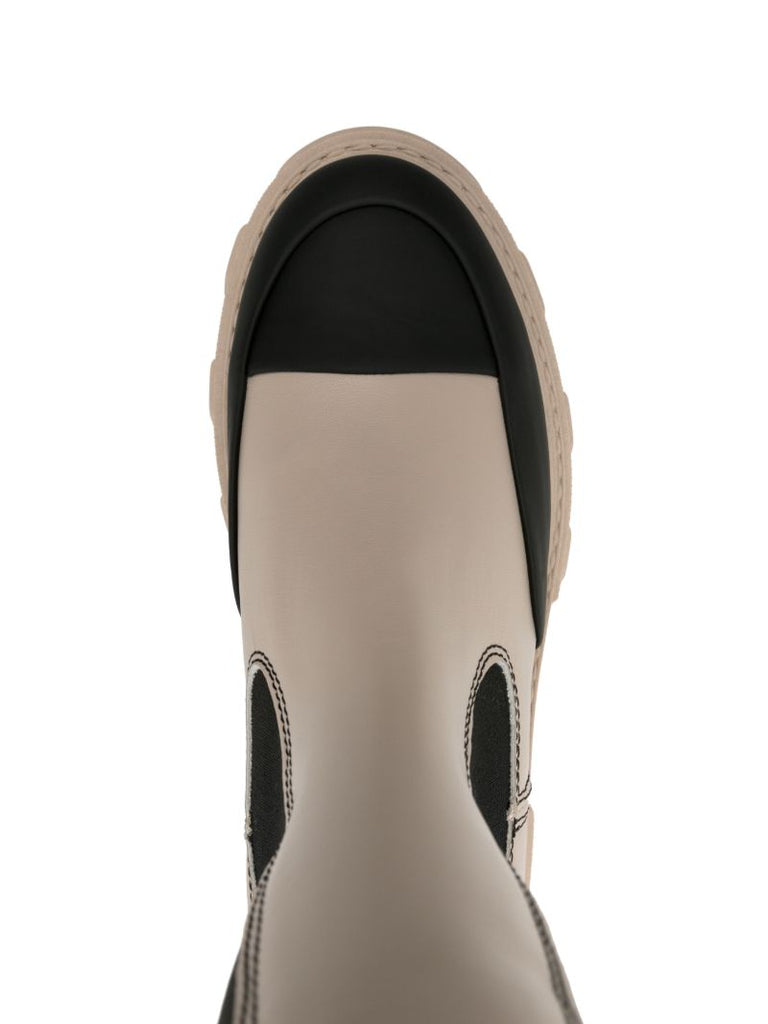 Neutral Cleated Faux-leather Ankle Boots