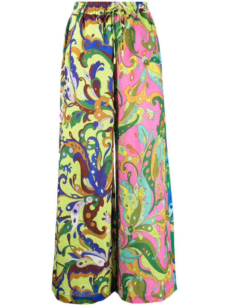 Green Yvette Paisley-print Trousers
