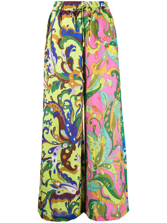 Green Yvette Paisley-print Trousers