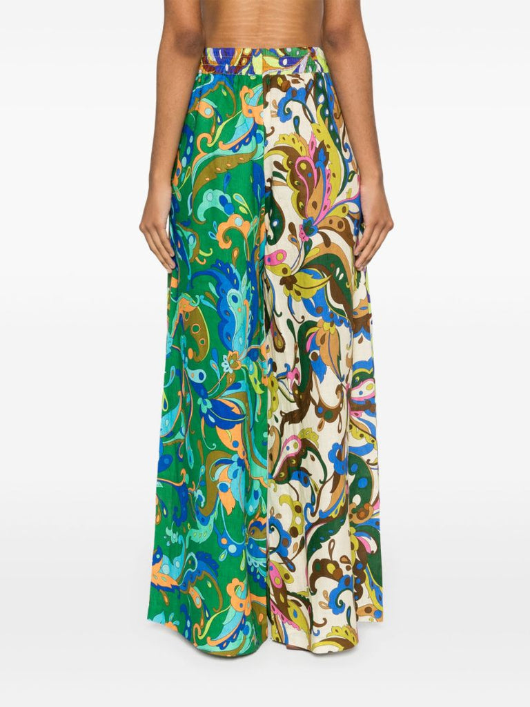Green Yvette Paisley-print Trousers