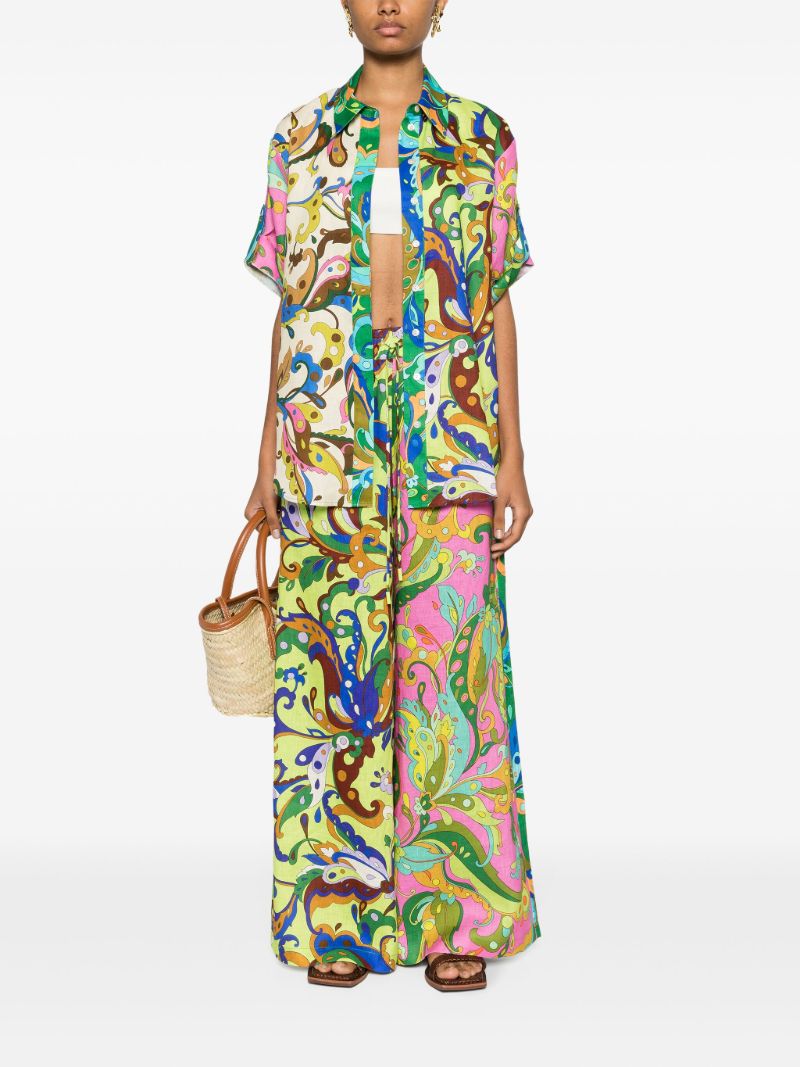 Green Yvette Paisley-print Trousers